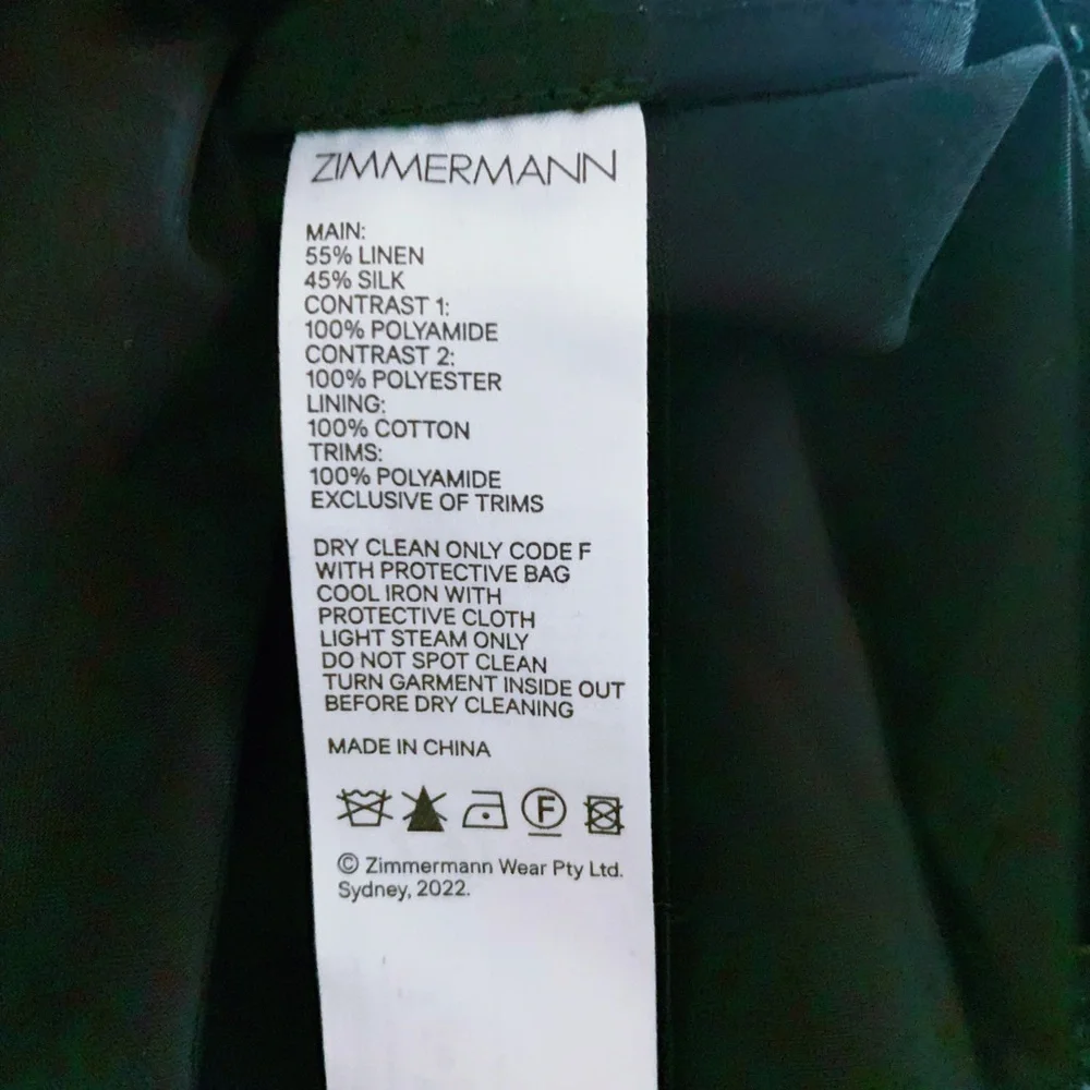 NWOT Authentic ZIMMERMANN Sensory lace linen and silk midi dress Size 1 Black - Picture 16 of 16